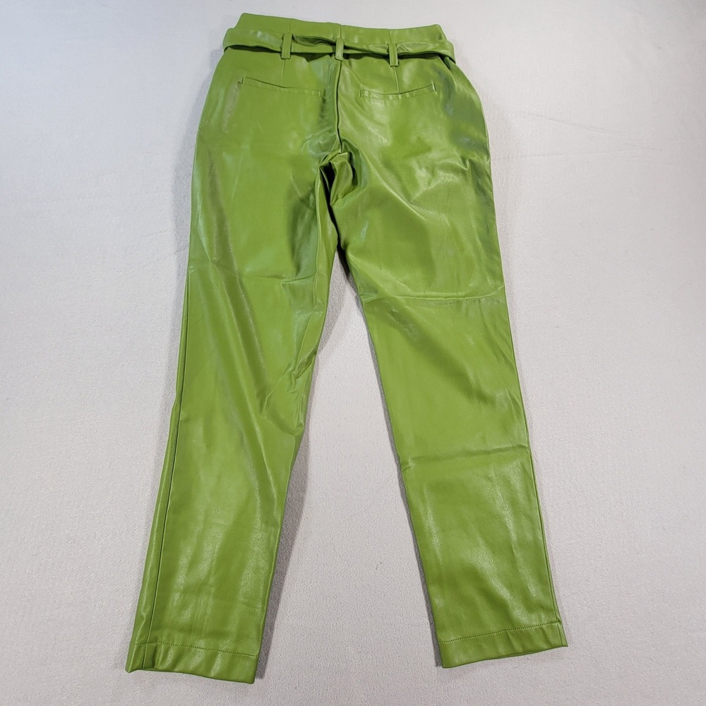 New York & Company Faux Leather Paperbag Pants Lime Green Women's Size 8 NWT - Picture 10 of 10